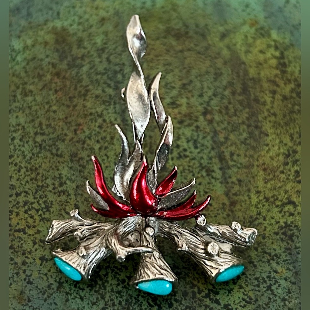 Vintage St. Labre Campfire Figural Brooch Pin Costume Jewelry